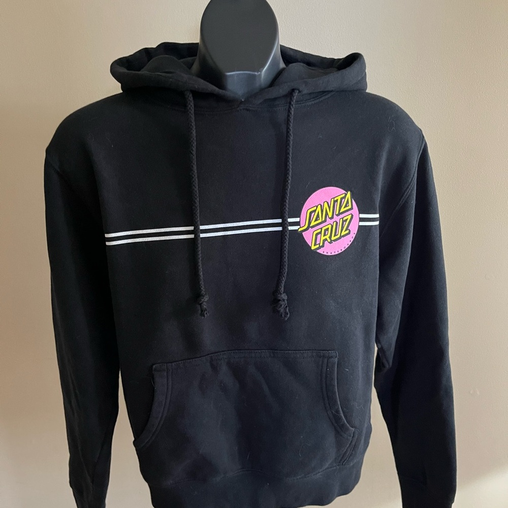 Santa Cruz Skateboards Black Hoodie with Pink Logo